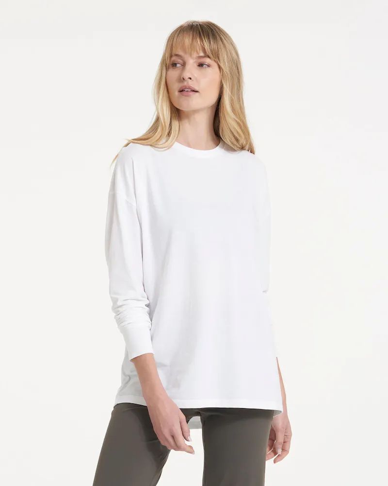 Long-Sleeve Feather Tee | White | Vuori Clothing