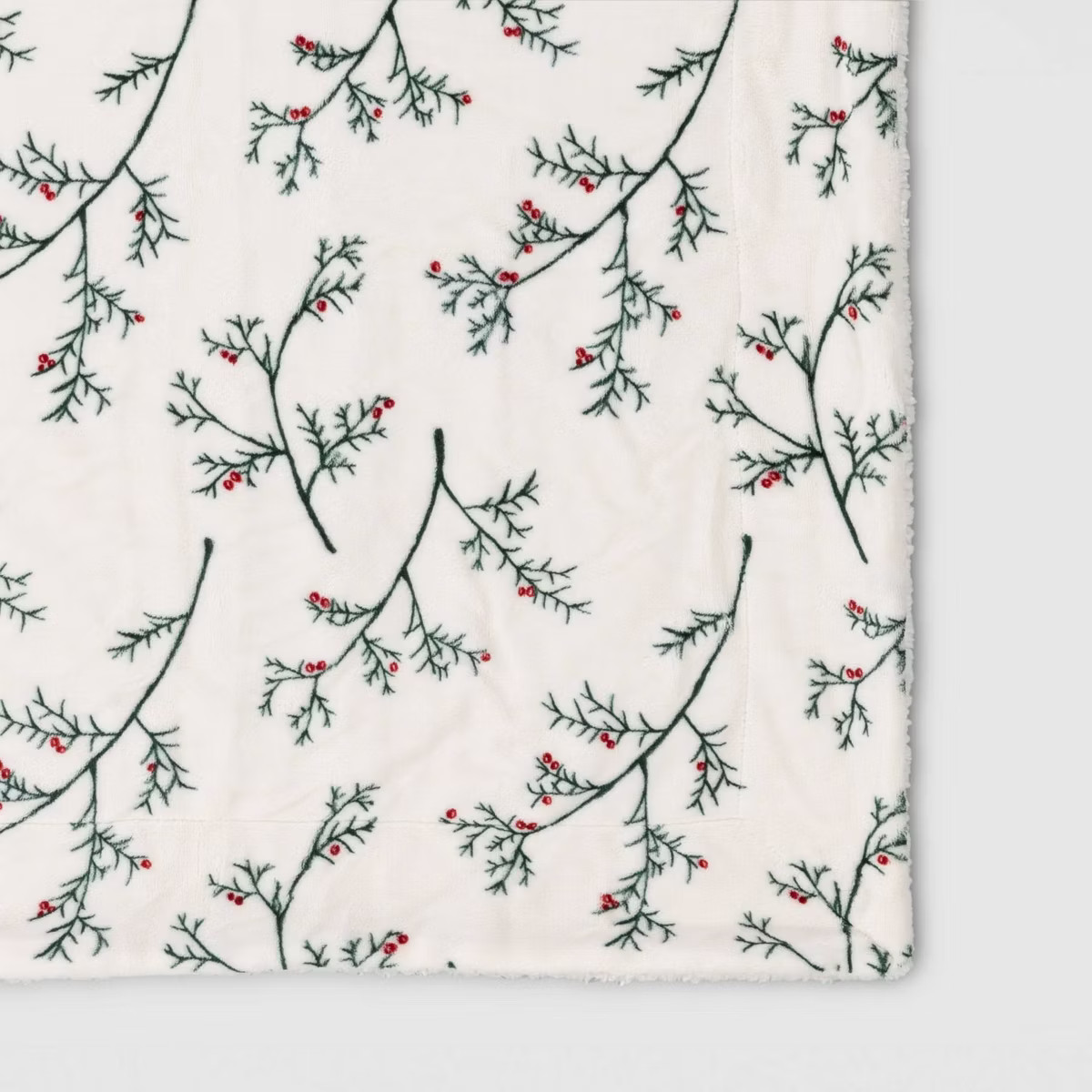 Holiday Branches Plush Throw Blanket with Faux Shearling Reverse - Threshold™ | Target