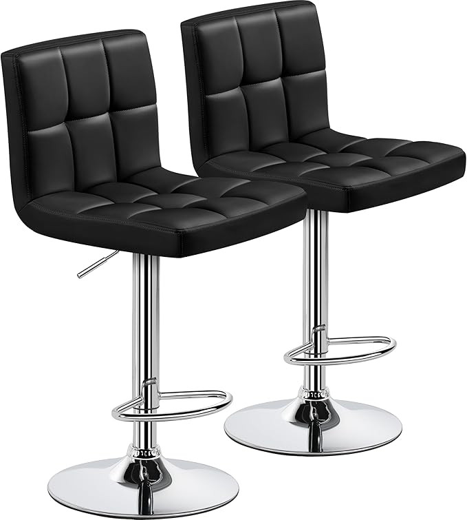 Yaheetech Bar Stools Set of 2, Adjustable PU Leather Swivel Barstools, Modern Counter Stools with... | Amazon (US)