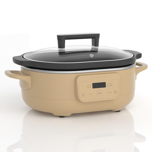 MAGNIFIQUE 6 Quart Programmable Slow Cooker Removable Healthy Nonstick Pot - Small Kitchen Appliance for Family Dinners - Serves 6+ People - Heat Settings: Keep Warm Brown Sugar | Amazon (US)