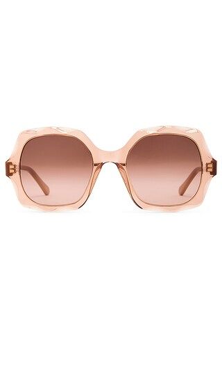 Scalloped Square Sunglasses in Brown | Revolve Clothing (Global)