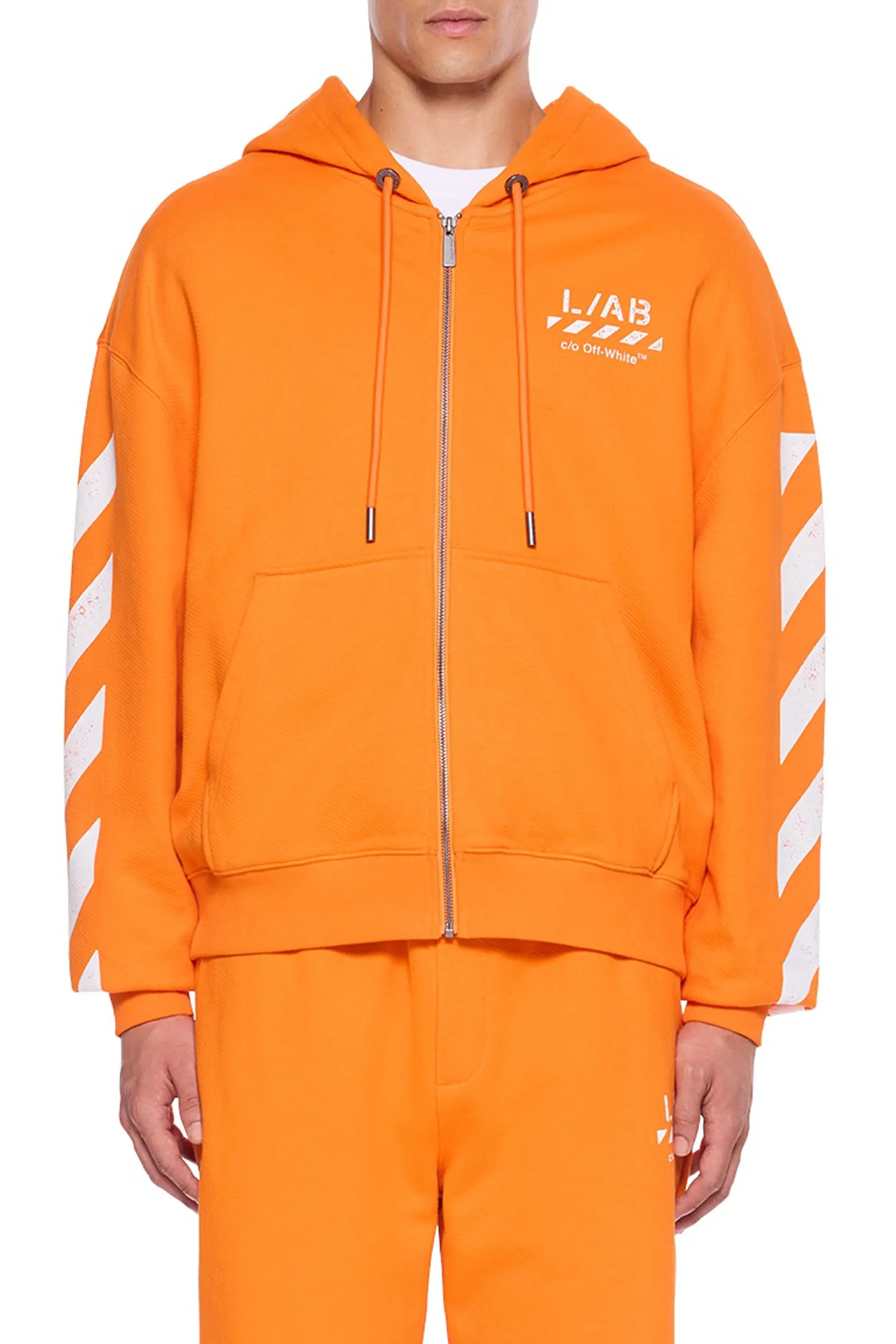 L/AB C/O OFF-WHITE Diagonal Stripe Logo Cotton French Terry Zip Graphic Hoodie (Men) | Nordstrom | Nordstrom