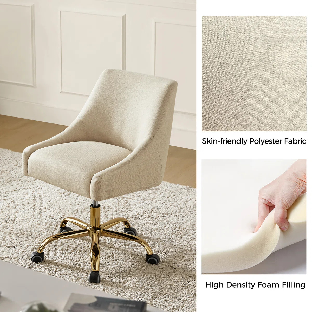 Westlyn Task Chair with Velvet and Double Wheel | Wayfair North America