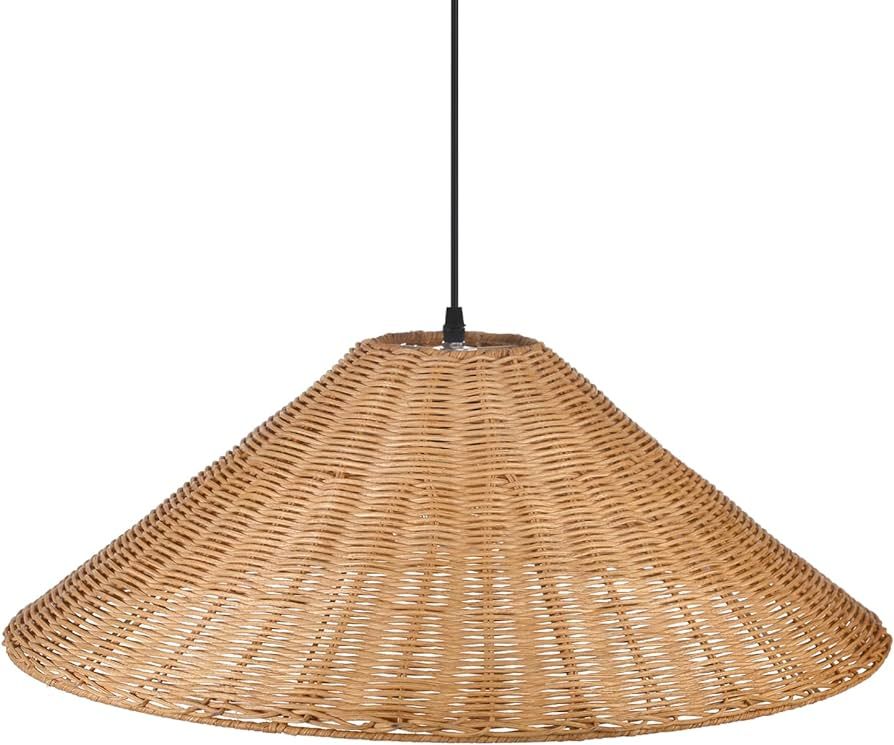Arturesthome Hand Woven Rattan Dome Pendant Lighting Fixture, Large Weaving Natural Basket Hangin... | Amazon (US)