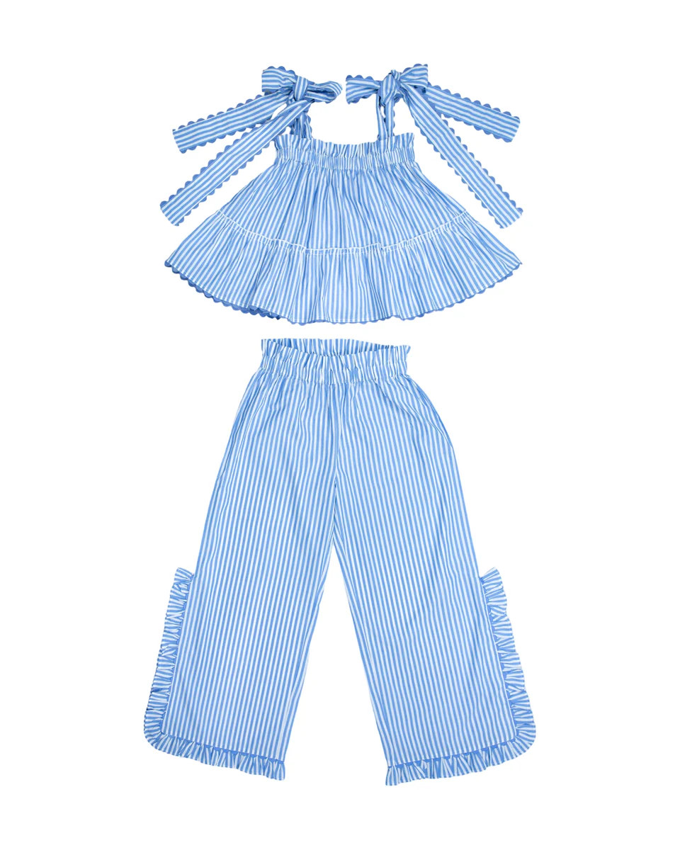 Annie Pajama Set in blue stripe | Elizabeth Wilson Designs