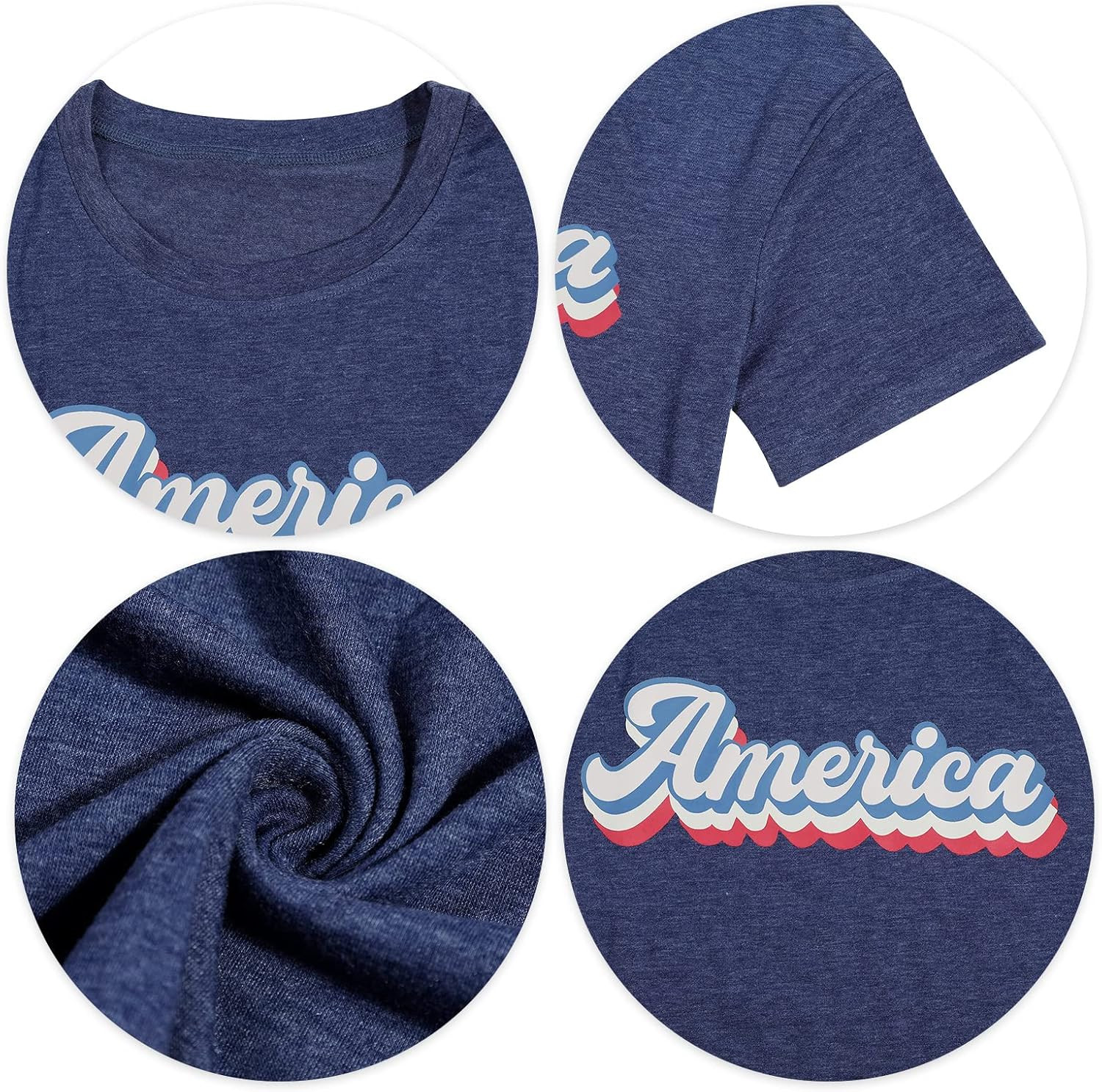 America Letter T Shirt Women Casual Retro American Graphic Tee Shirts USA Fourth of July Patrioti... | Amazon (US)