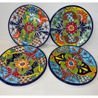 Handmade Talavera Plates Set 2 Mexican Folk Art 10"" Dinner | Etsy (US)