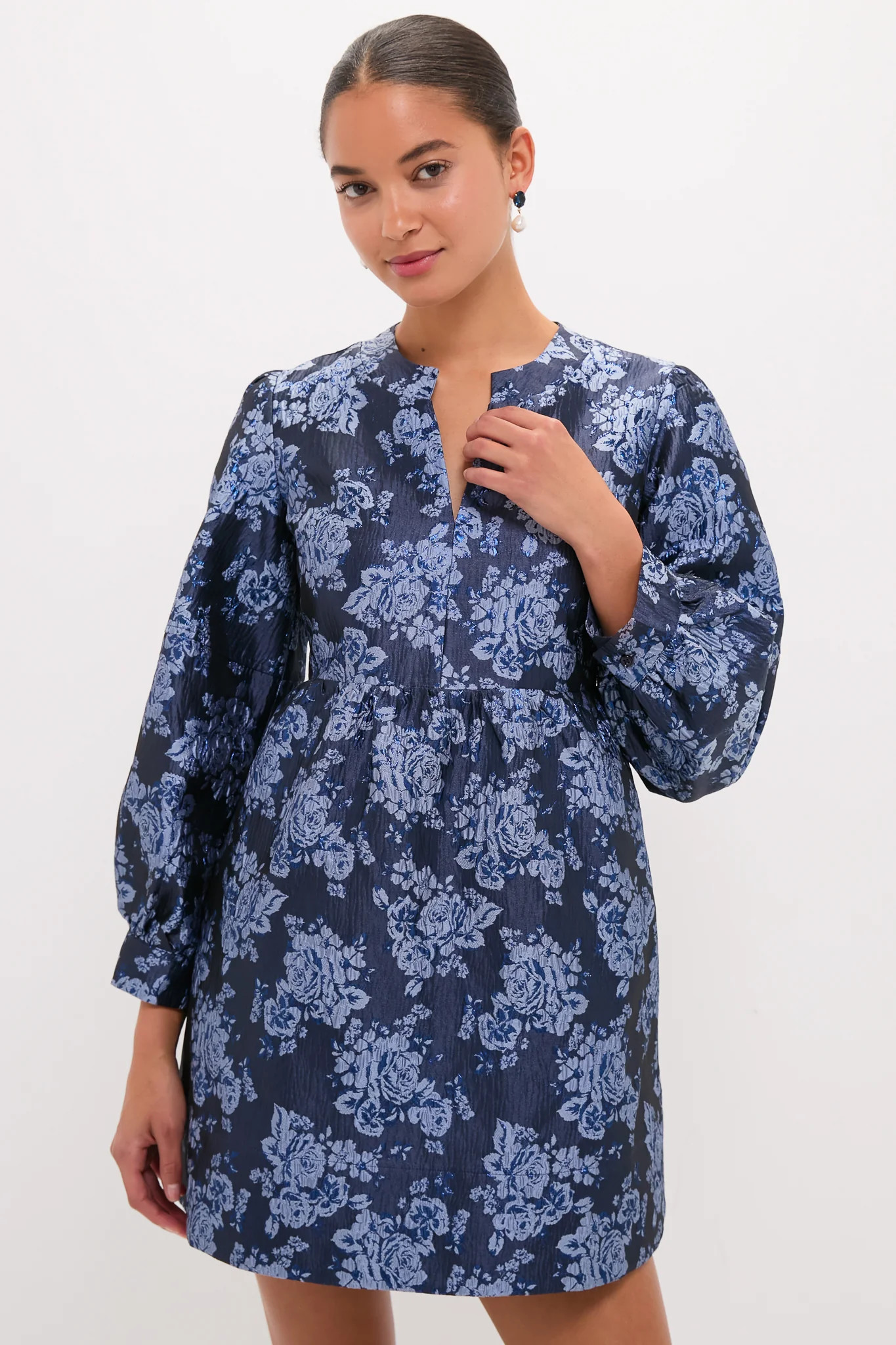 Blue Jacquard Cressida Mini Dress | Tuckernuck (US)