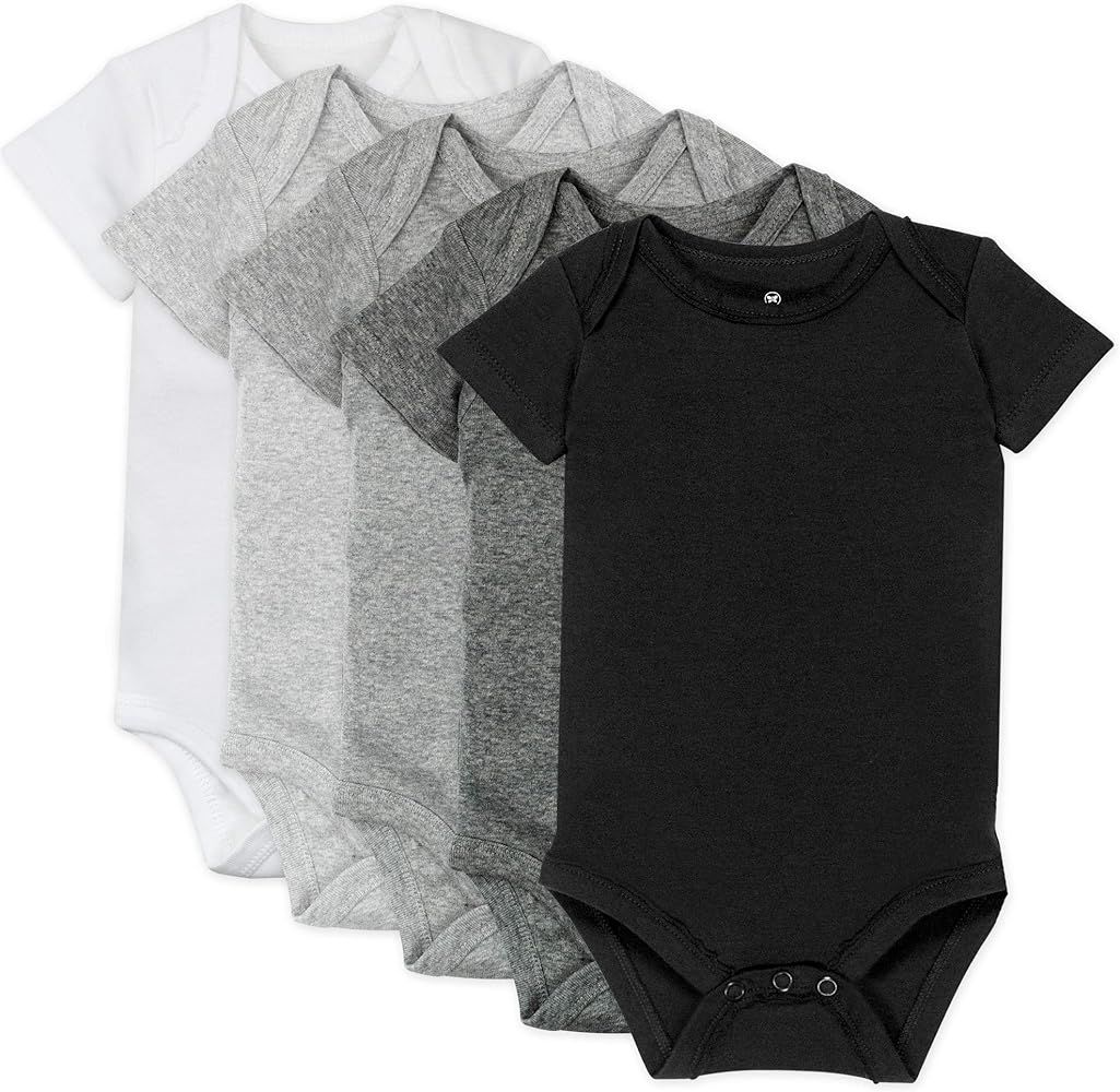 HonestBaby 5-Pack Organic Cotton Short Sleeve Bodysuits, Gray Ombre, Preemie | Amazon (US)