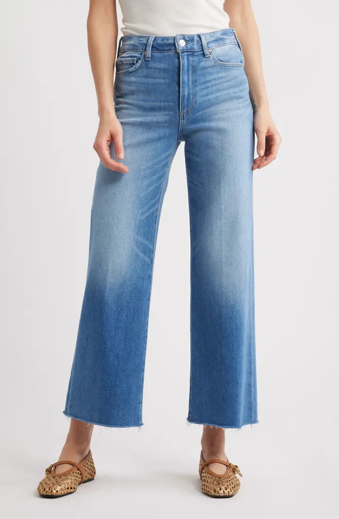PAIGE Anessa High Waist Raw Hem Wide Leg Jeans | Nordstrom | Nordstrom