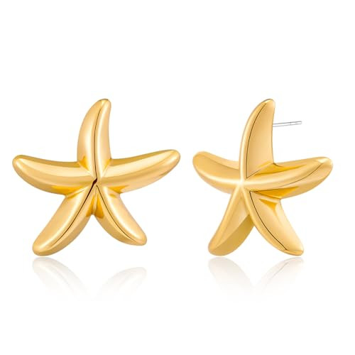 LILIE&WHITE Gold Starfish Earrings For Women Starfish Studs Earrings Silver Ocean Studs Summer Beach Earrings Fashion Starfish Earrings Jewelry Gift | Amazon (US)