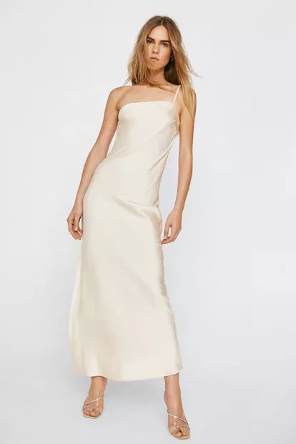 One Shoulder Maxi Slip Dress | Nasty Gal (US)