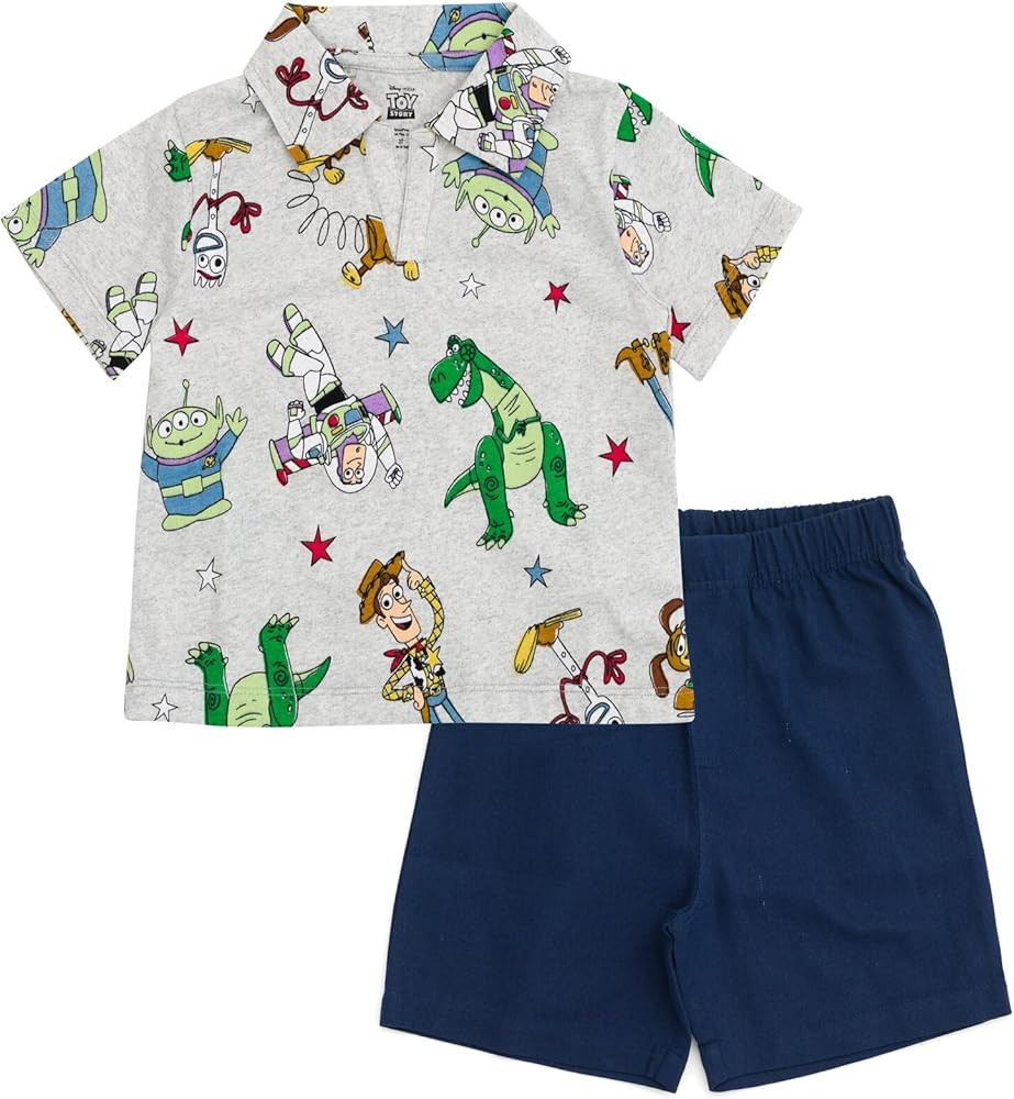 Disney Polo Shirt and Twill Shorts Outfit Set Toddler to Big Kid Sizes (2T - 10-12) | Amazon (US)