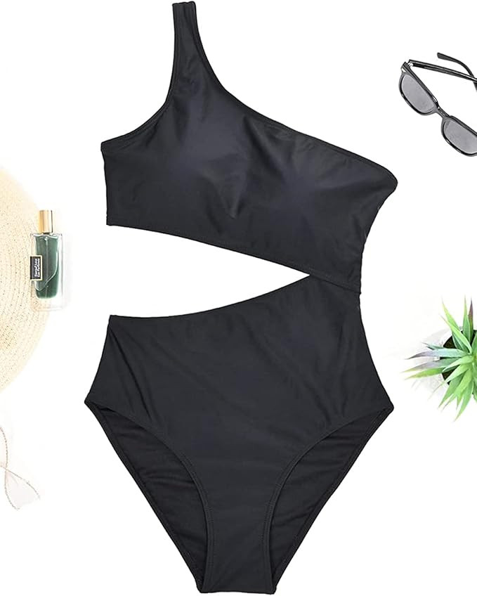 Yonique Women's One Piece Bathing Suit One Shoulder Swimsuit Cutout Swimwear Monokini | Amazon (US)