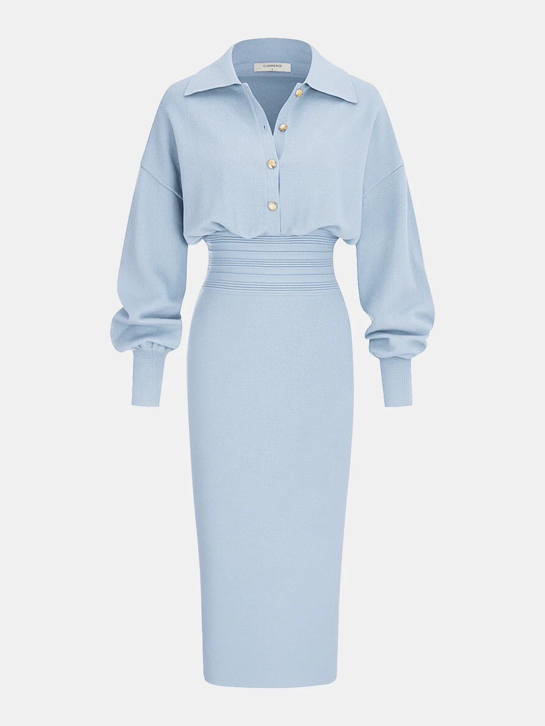Cinched Waist Knit Shirt Dress | Commense