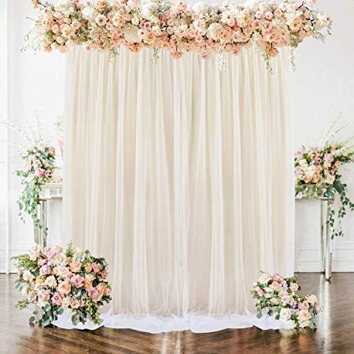 Champagne Tulle Backdrop Curtain for Bridal Shower Baby Shower Parties Wedding 3 Layers Sheer Pho... | Amazon (US)
