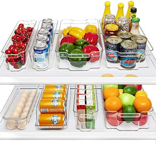 HOOJO Fridge Organizer Bins, Set of 8 Plastic Refrigerator Pantry Organizers for Freezer and Pantry, | Amazon (US)