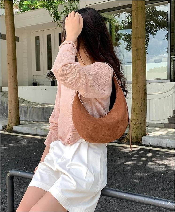 Suede Tote Bag for Women Vintage Purse Shoulder Bag Adjustable Handbags Office Work Bags | Amazon (US)
