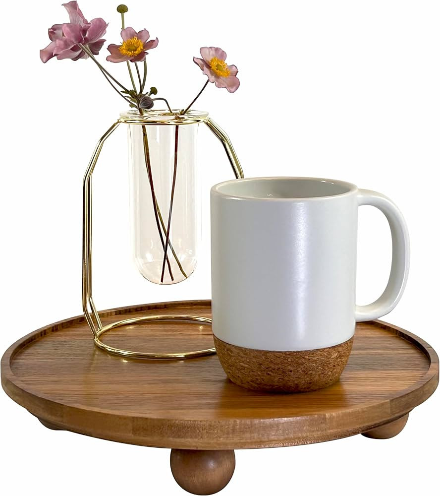 Lydian Wood Riser for Display - Round Acacia Wood Pedestal Riser - Home Kitchen Bath Stand - Plan... | Amazon (US)