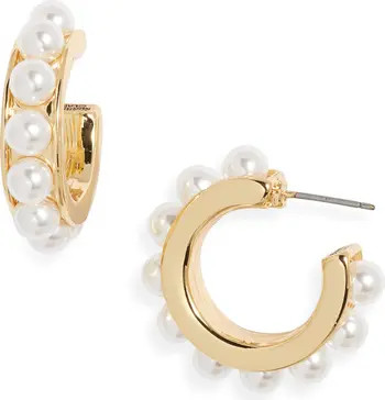 Faux Pearl Hoop Earrings | Nordstrom