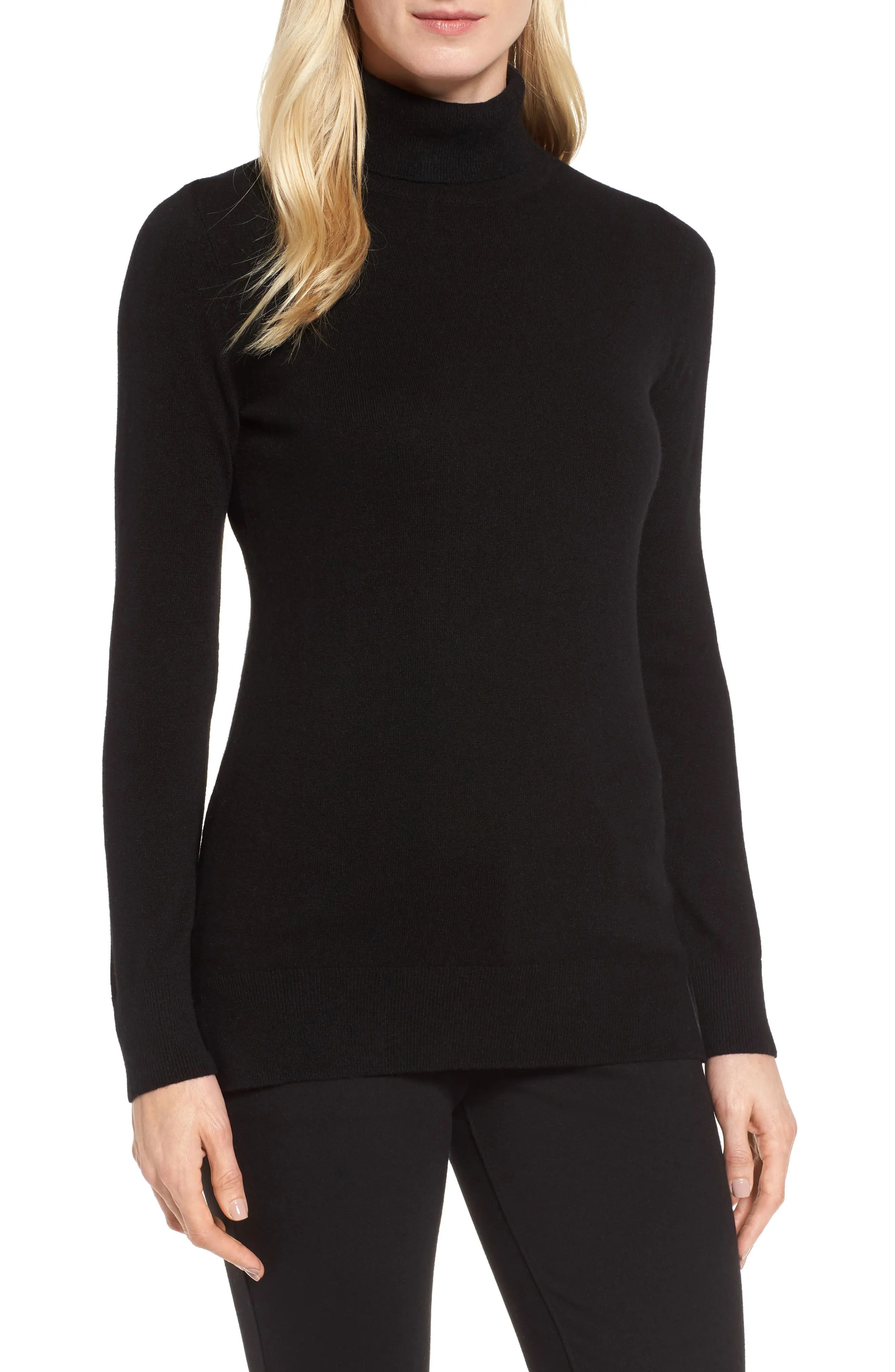 Women's Nordstrom Signature Turtleneck Cashmere Sweater, Size Medium - Black | Nordstrom