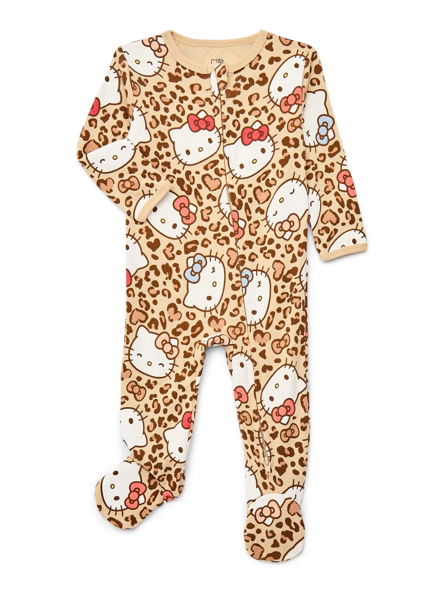 Hello Kitty Baby Girls Two-Way Zip Front Footed Pajama One-Piece, Sizes 0-6/9M | Walmart (US)