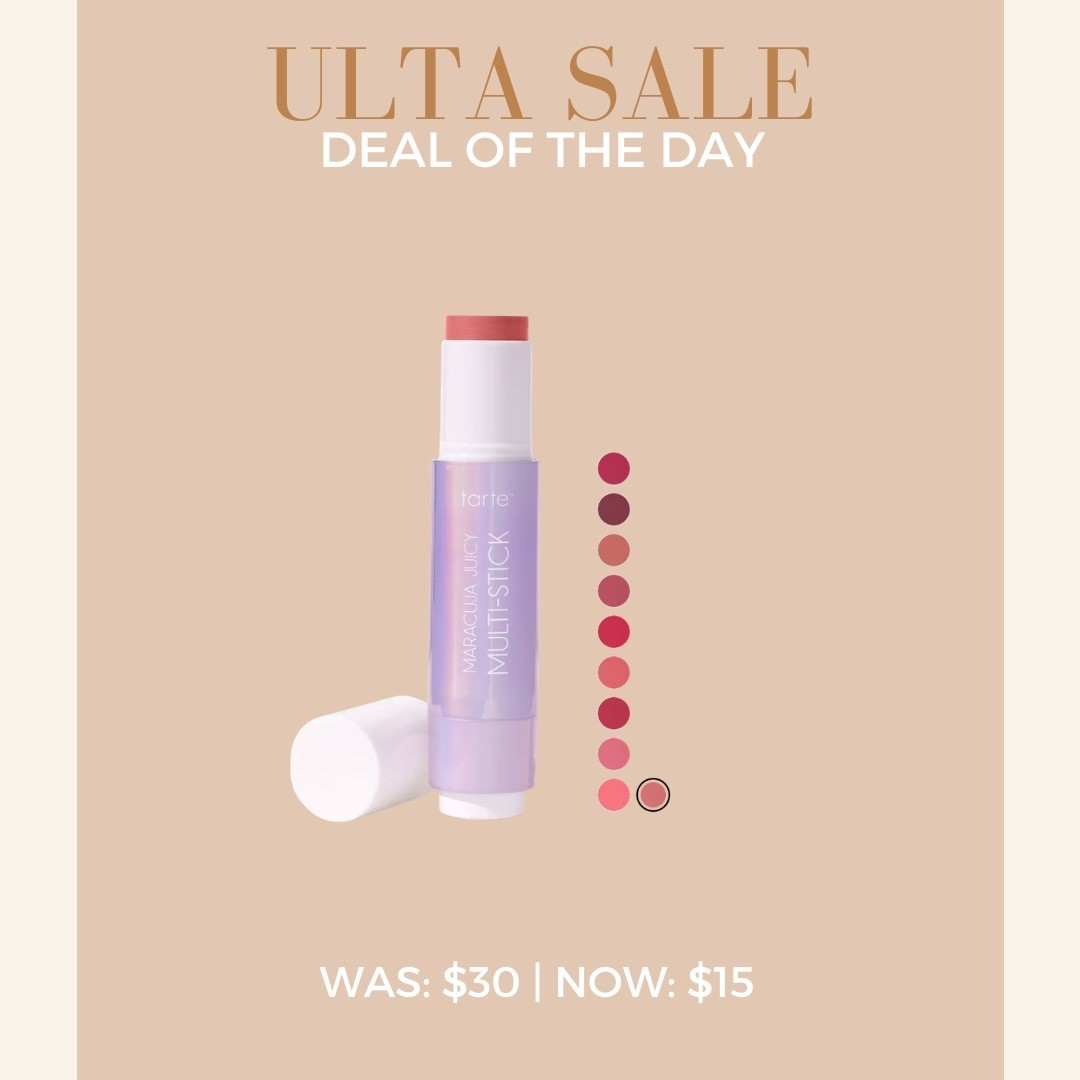Ulta Deal of the Day ✨
Tarte Maracuja Juicy Lip & Cheek Multi-Stick
Was: $30 | Now: $15