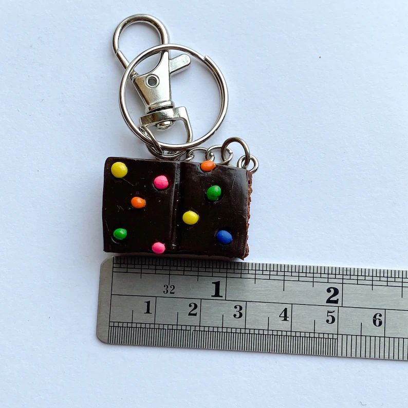 Multi-colored Rainbow Sprinkles Chocolate Brownie Keychain - Etsy | Etsy (US)