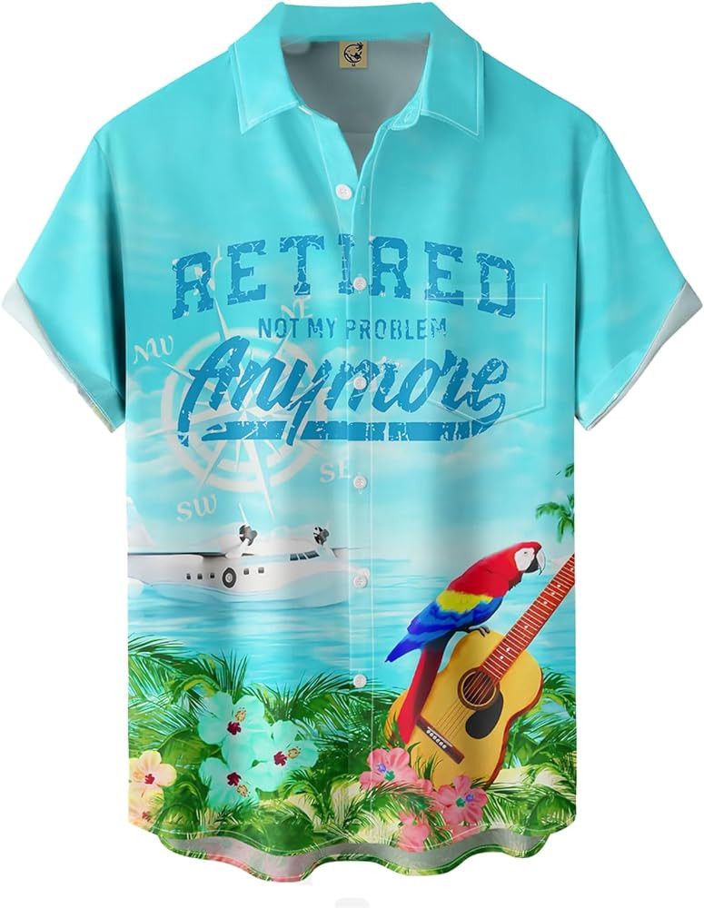 Hardaddy Men's Summer Hawaiian Shirts Funny Performence Printed Button Down Casual Bowling Shirt | Amazon (US)