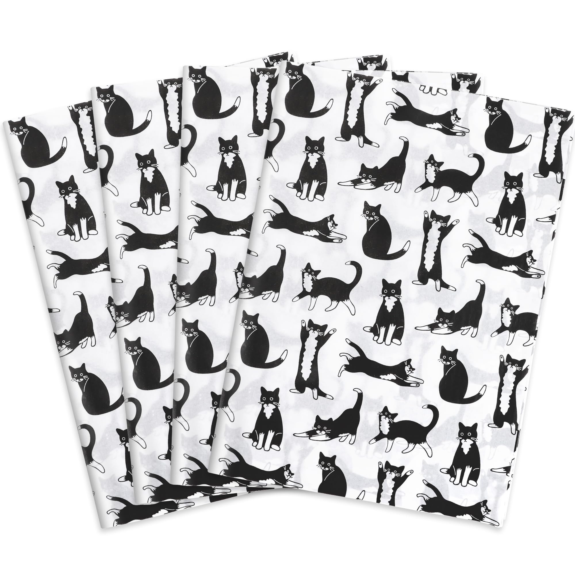 MR FIVE 100 Sheets Black Cat Tissue Paper Bulk,14" x 20",White with Cats Design Tissue Paper for ... | Amazon (US)