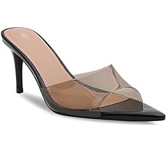 Women Clear Pointed Toe Sandals Stiletto Heels Transparent Strap High Heels Slip on Mules for Wom... | Amazon (US)