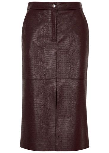 Ethel crocodile-effect faux leather skirt | Harvey Nichols