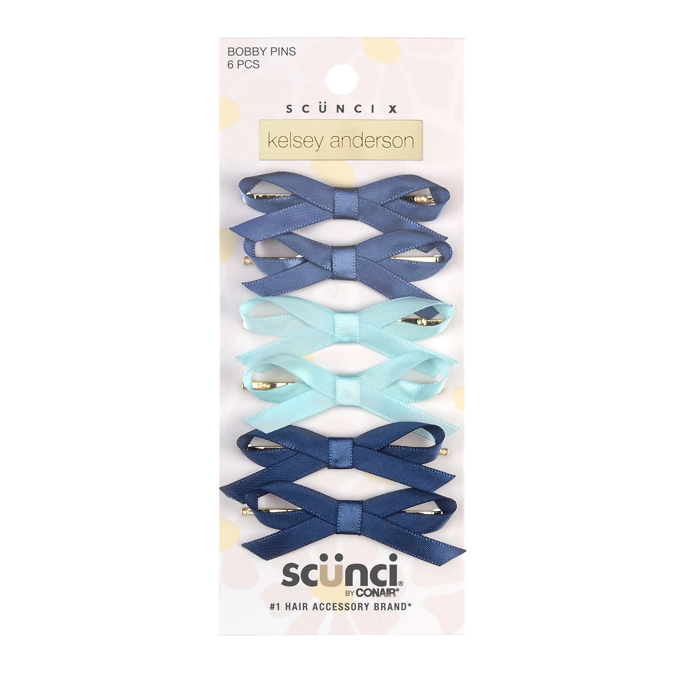Scunci x Kelsey Anderson Satin Bow Bobby Pins, Multicolor, 6 count | Walmart (US)
