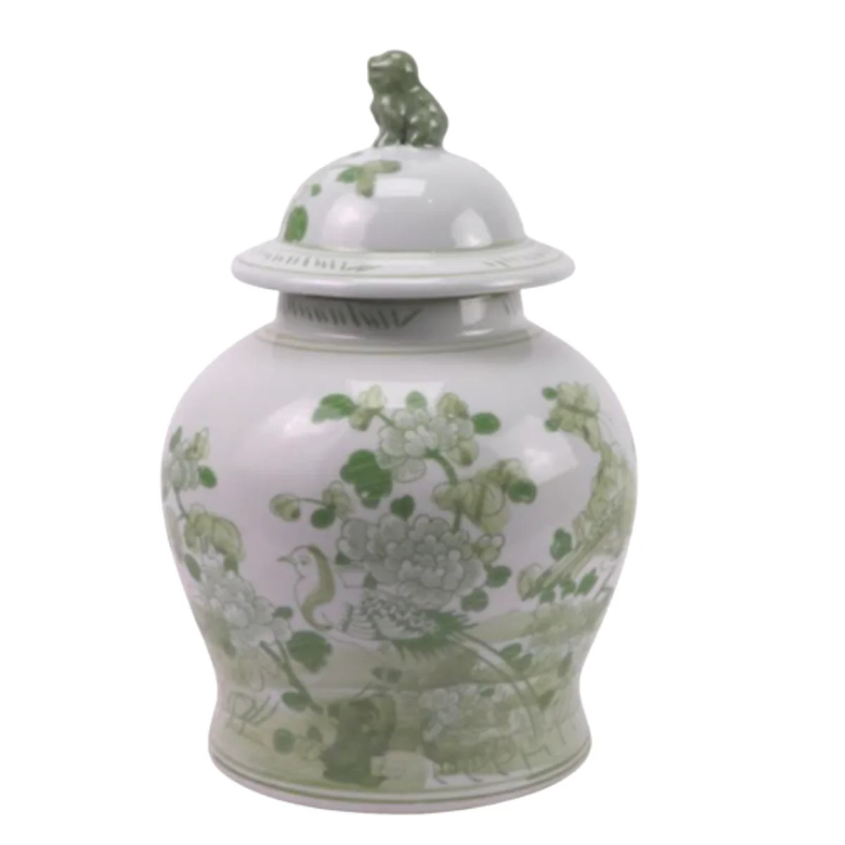 Mid Sized Green Floral and Bird Jar | The Well Appointed House, LLC