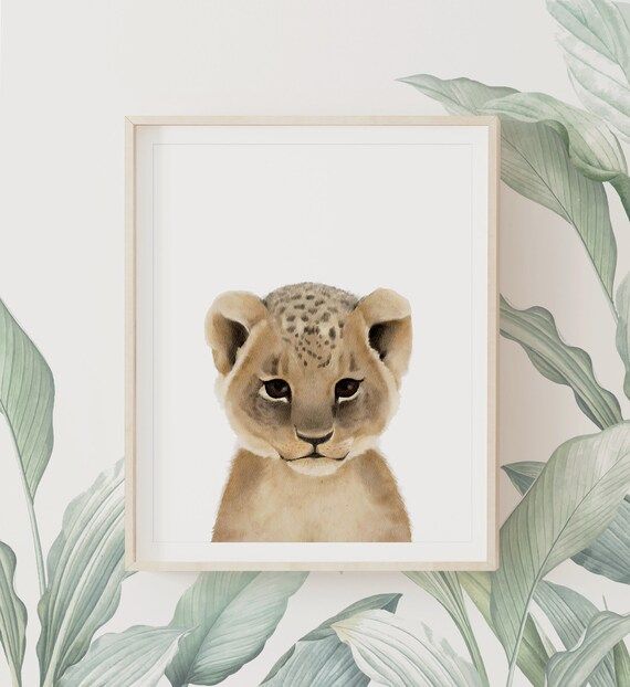 Baby Lion Print Safari Nursery Decor PRINTABLE Nursery Wall - Etsy | Etsy (US)