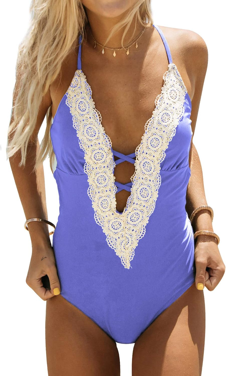 CUPSHE Fashion Women's Ladies Vintage Lace Bikini Sets Beach Swimwear Bathing Suit | Amazon (US)