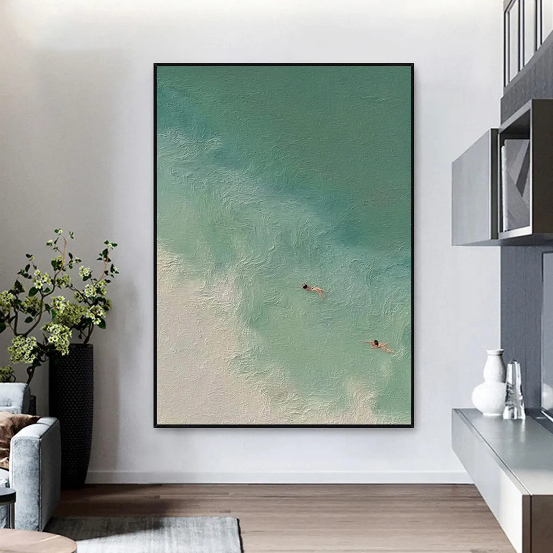 Hand Painted Beach Art: Abstract Ocean Wave Painting, Contemporary Wall Decor - Etsy | Etsy (Global)