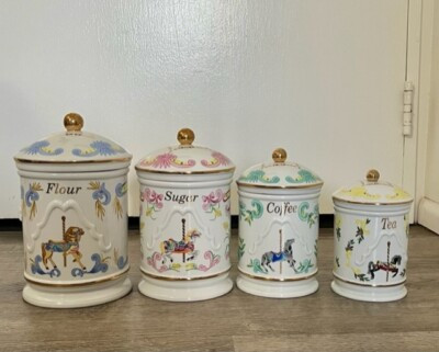 LENOX The Carousel Canister Set of 4.  FLOUR SUGAR COFFEE TEA.     1995 | eBay | eBay US