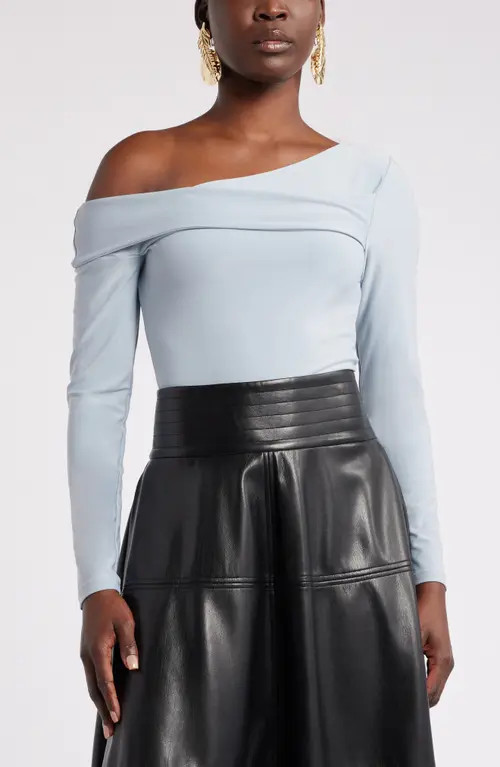 Nordstrom x Harlem's Fashion Row Megan Renee Off the Shoulder Bodysuit in Blue Fog at Nordstrom, Size Medium | Nordstrom