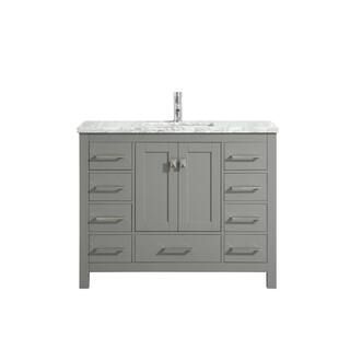 London 48 in. W x 18 in. D x 34 in. H Vanity in Grey with Carrera Marble Top in White | The Home Depot