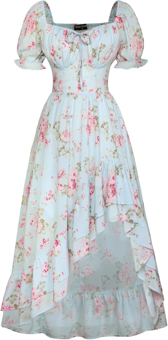 Scarlet Darkness Cottagecore Corset Dress Flowy Chiffon Floral Dresses for Women | Amazon (US)