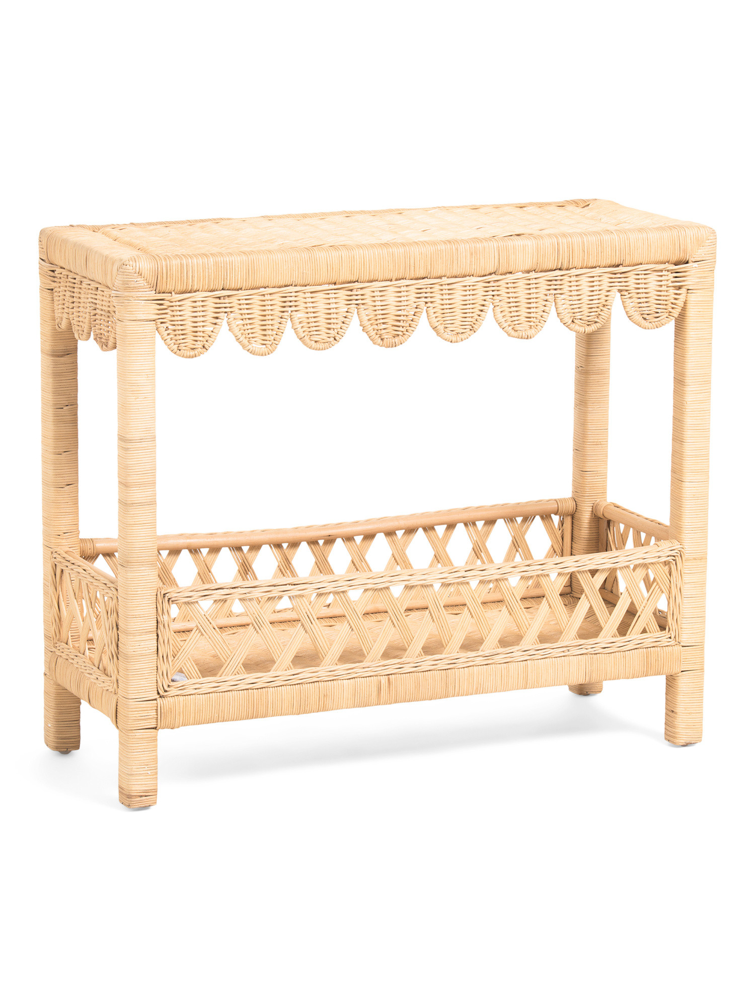 32x27x13 Scalloped Rattan Console Table | TJ Maxx
