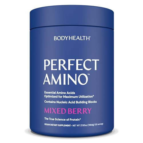 BodyHealth PerfectAmino Powder - BCAA and EAA Powder for Pre and Post Workout - Amino Acid Energy Drink for Men and Women to Support Lean Muscle and Recovery - Mixed Berry - 120 Servings | Amazon (US)