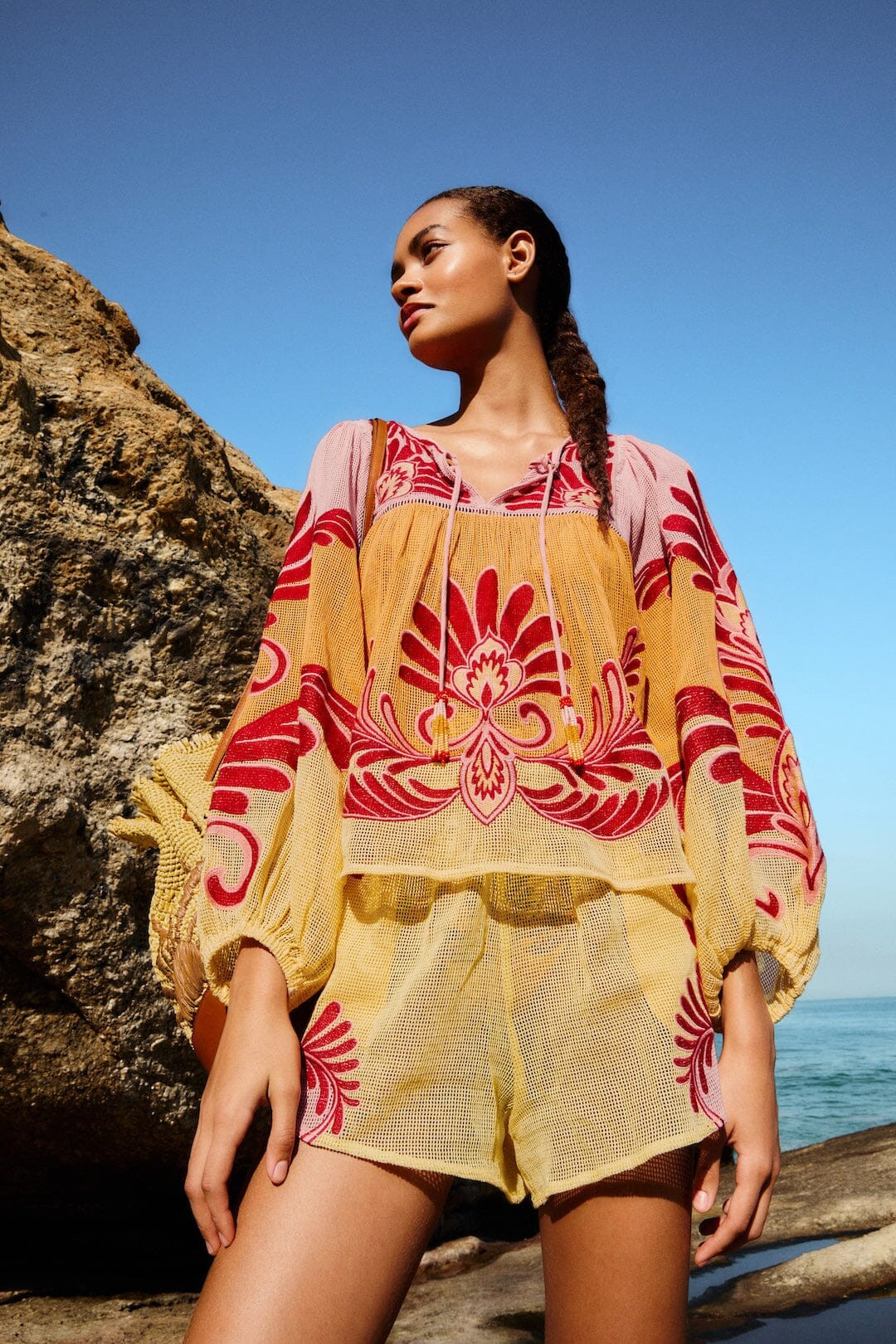 Soft Yellow Arabesc Blouse, ARABESC SOFT YELLOW / XS | FarmRio (US)