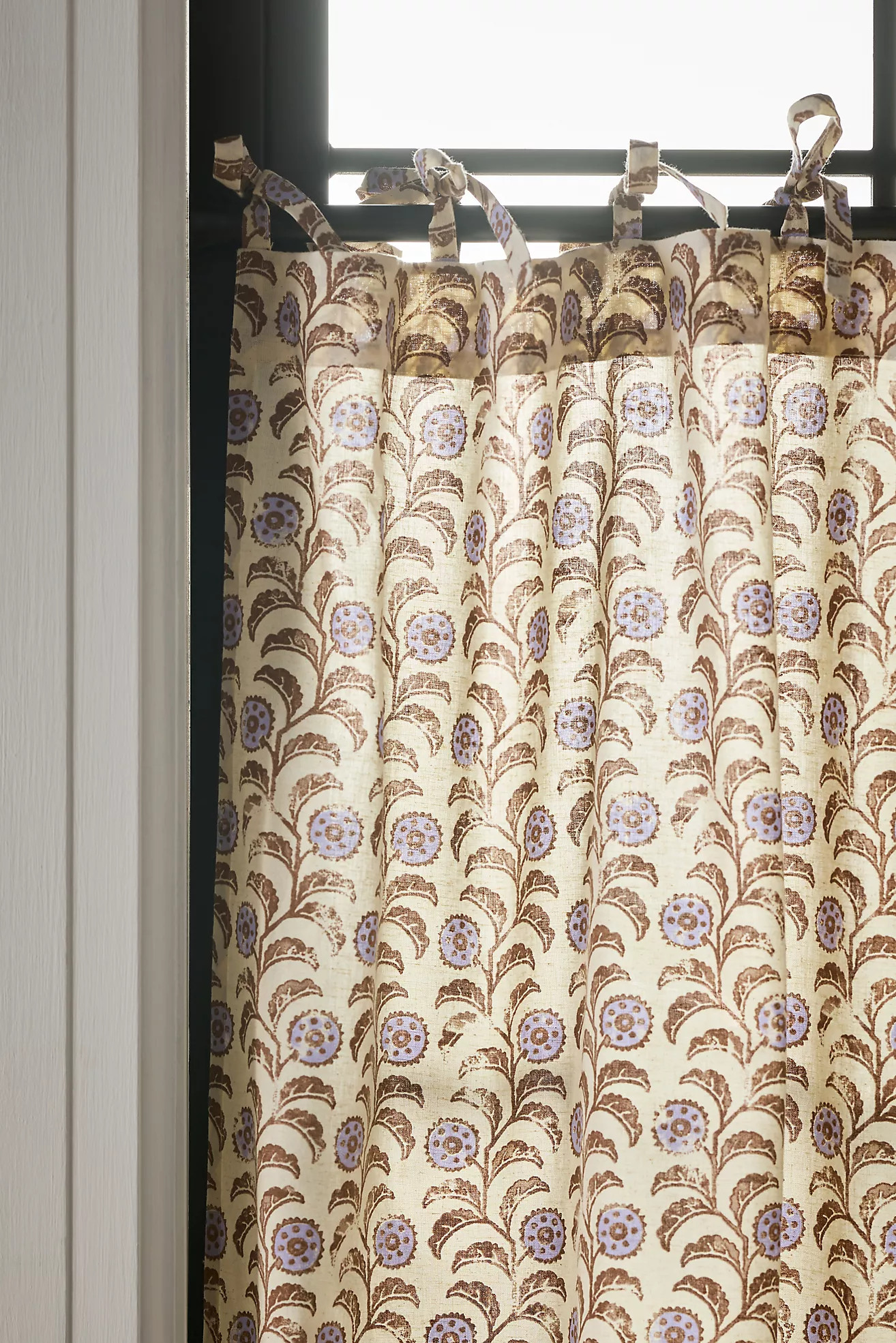 Printed Cotton Tie-Top Floral Café Curtains, Set of 2 | Anthropologie (US)