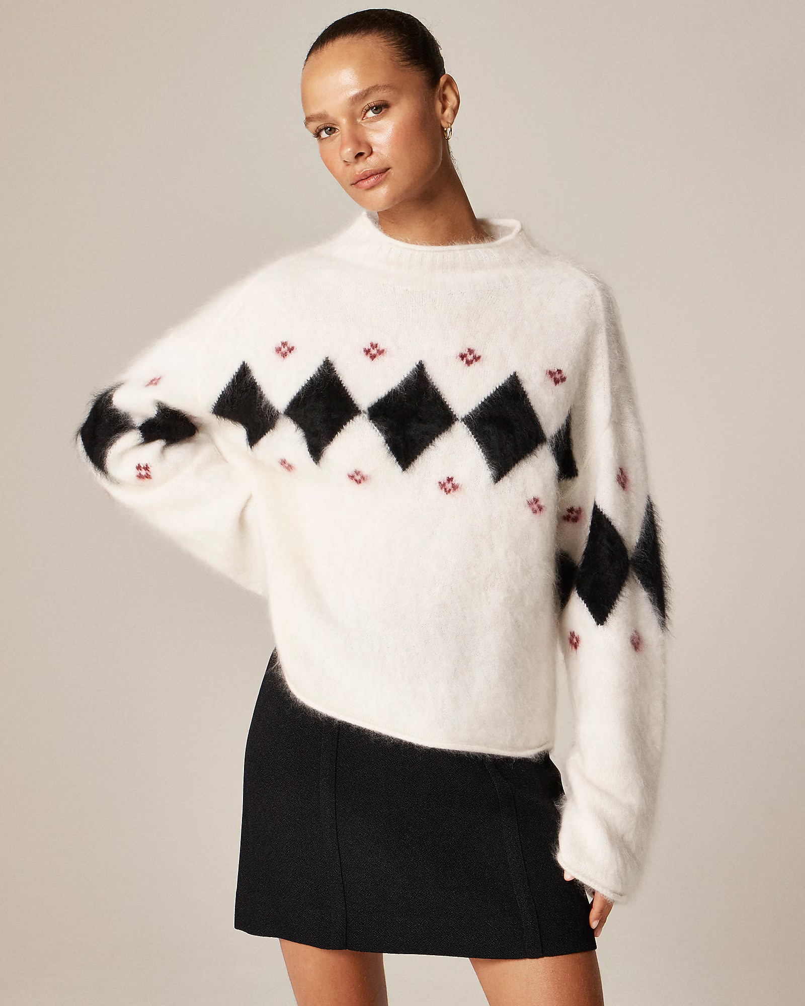 Brushed cashmere 2025 Rollneck™ sweater in argyle | J. Crew US