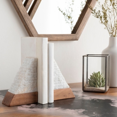 Surya Tikal Stone White Book End (set Of 2), White | Ashley Homestore