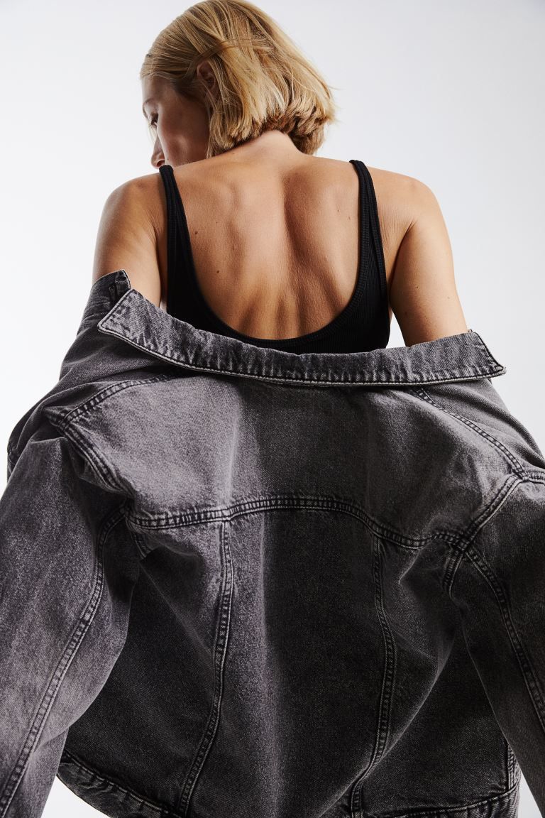 Short Denim Jacket - Dark gray - Ladies | H&M US | H&M (US + CA)