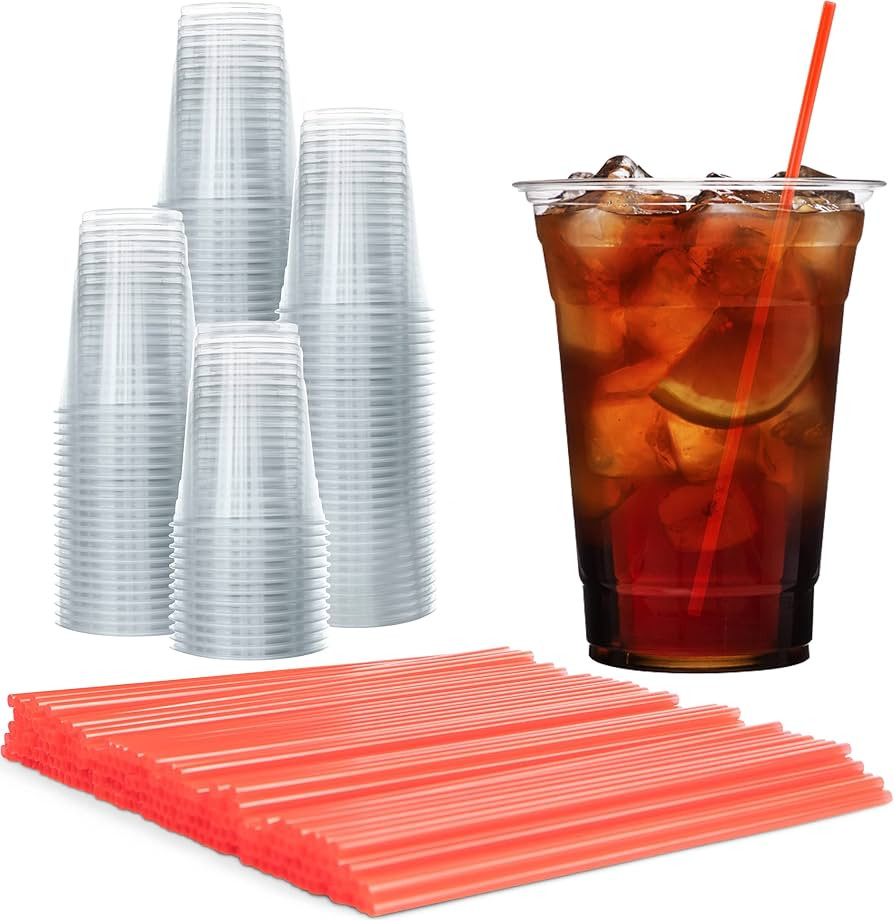 Plastic Cups & Stirrers Bundle: 200 Clear 16oz Plastic Cups and 2000 Pack Plastic Coffee & Cockta... | Amazon (US)