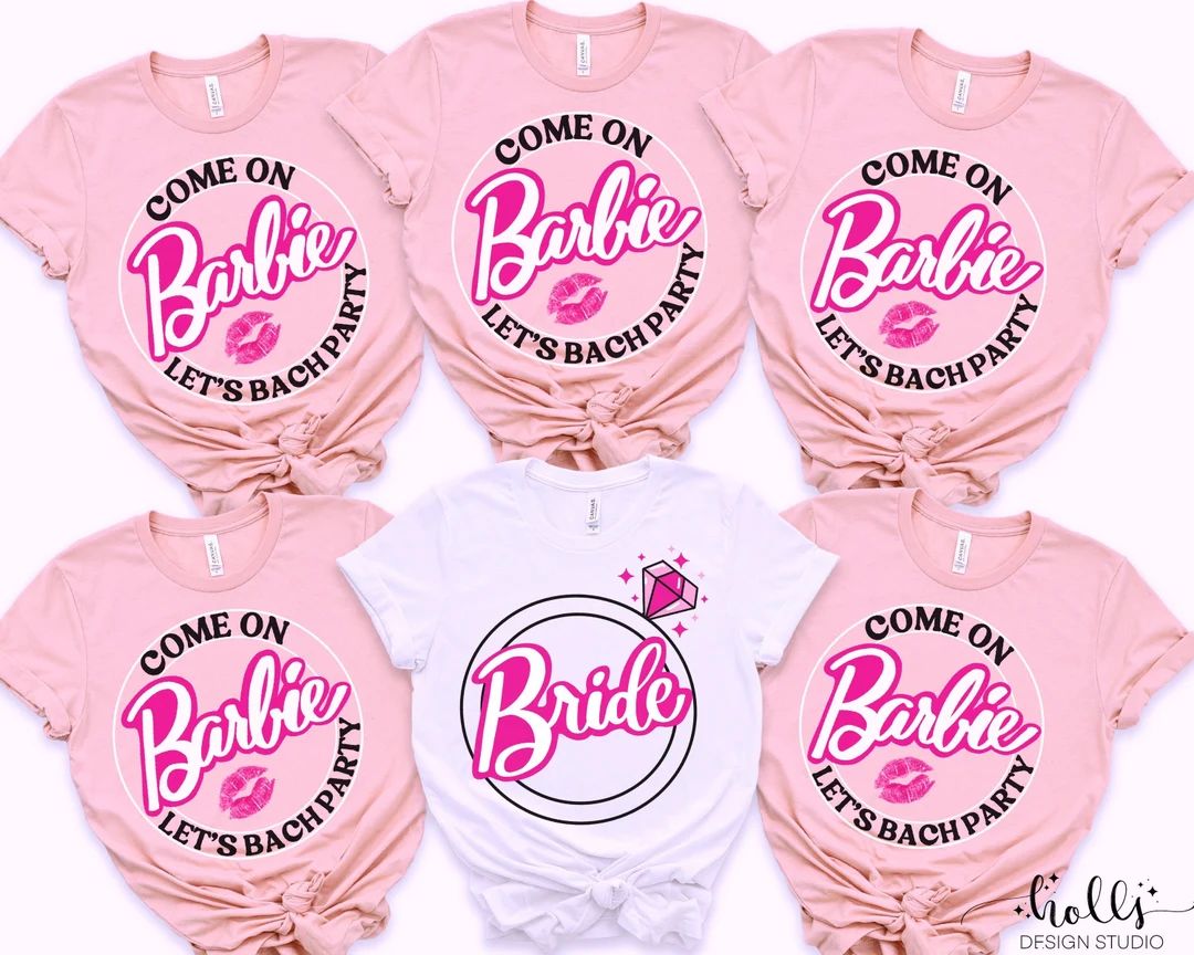 Barbi* bachelorette party shirts, cmon barbi* lets bach party, 90s bachelorette shirts, bach to t... | Etsy (US)